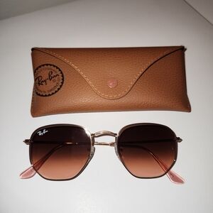 Ray-Ban Brown Gold Sunglasses Geometric Frame
